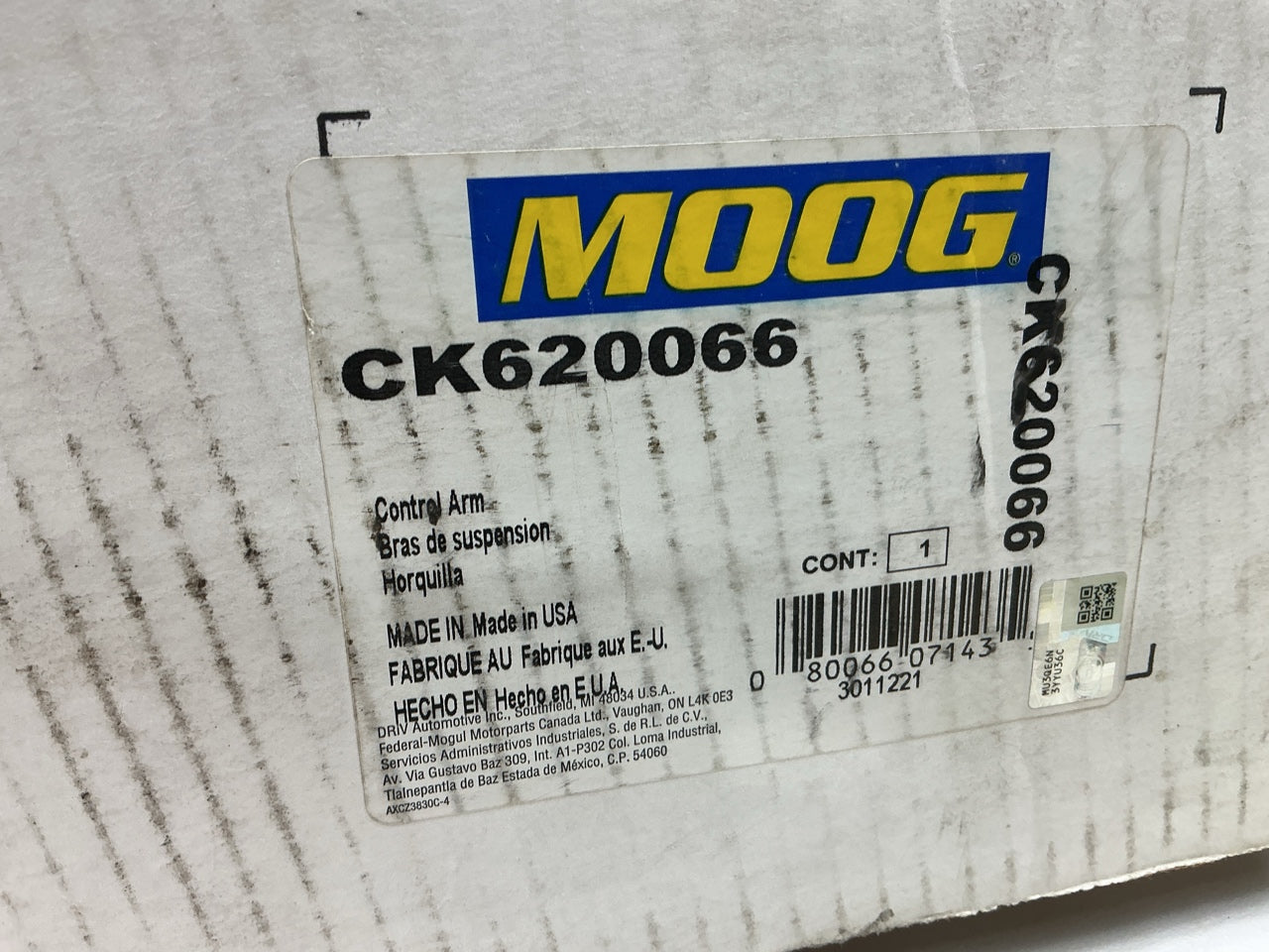 NO HARDWARE Moog CK620066 Front Left Lower Suspension Control Arm & Ball Joint
