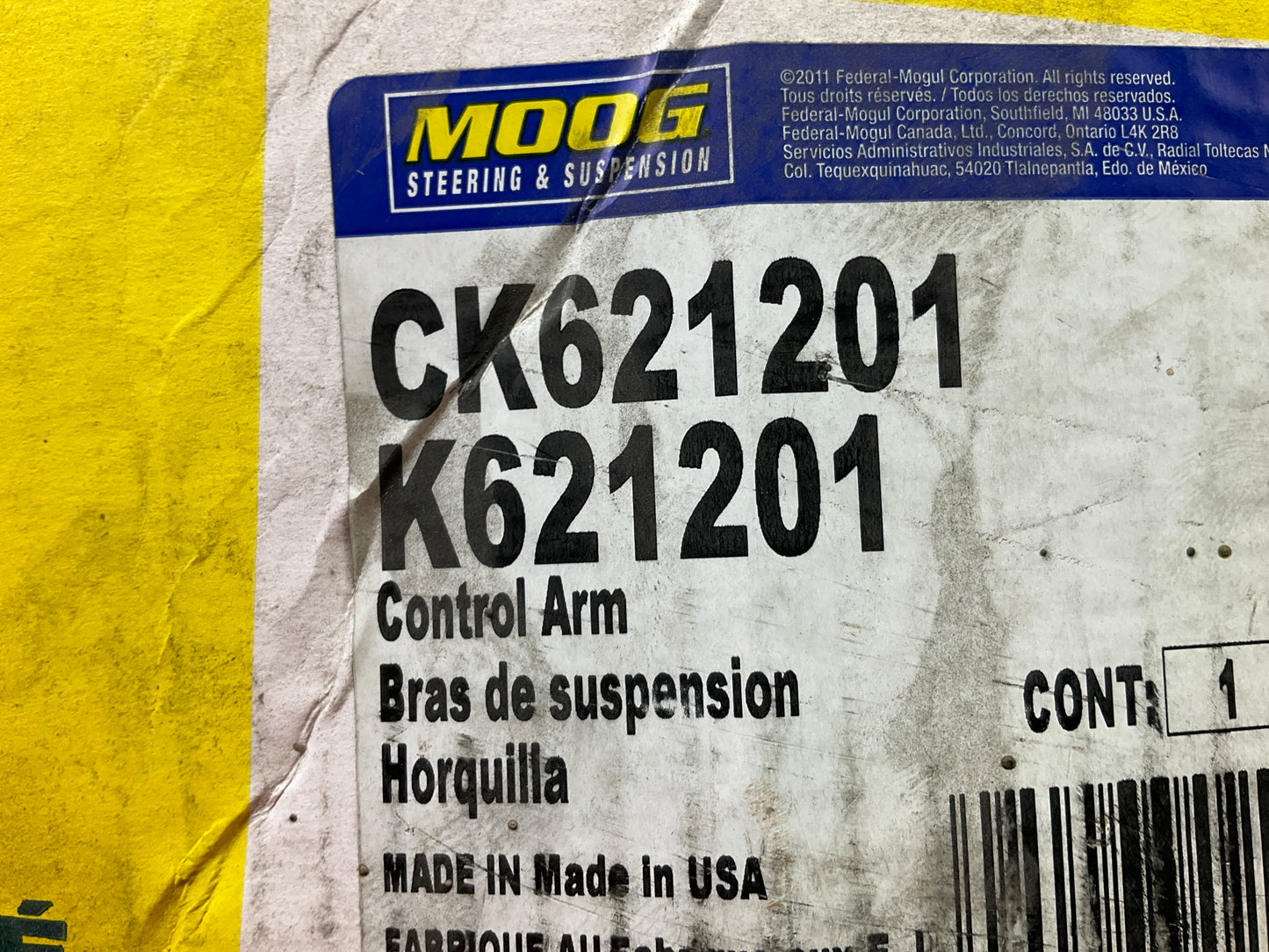 NO HARDWARE Moog CK621201 Front Left Lower Suspension Control Arm & Ball Joint