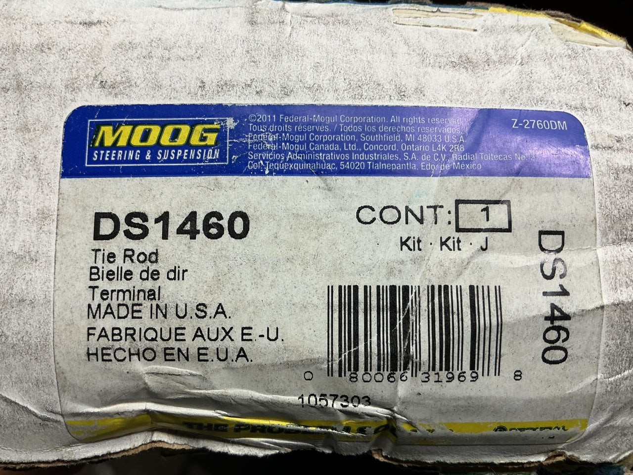 Moog DS1460 Front Right Outer Steering Tie Rod End
