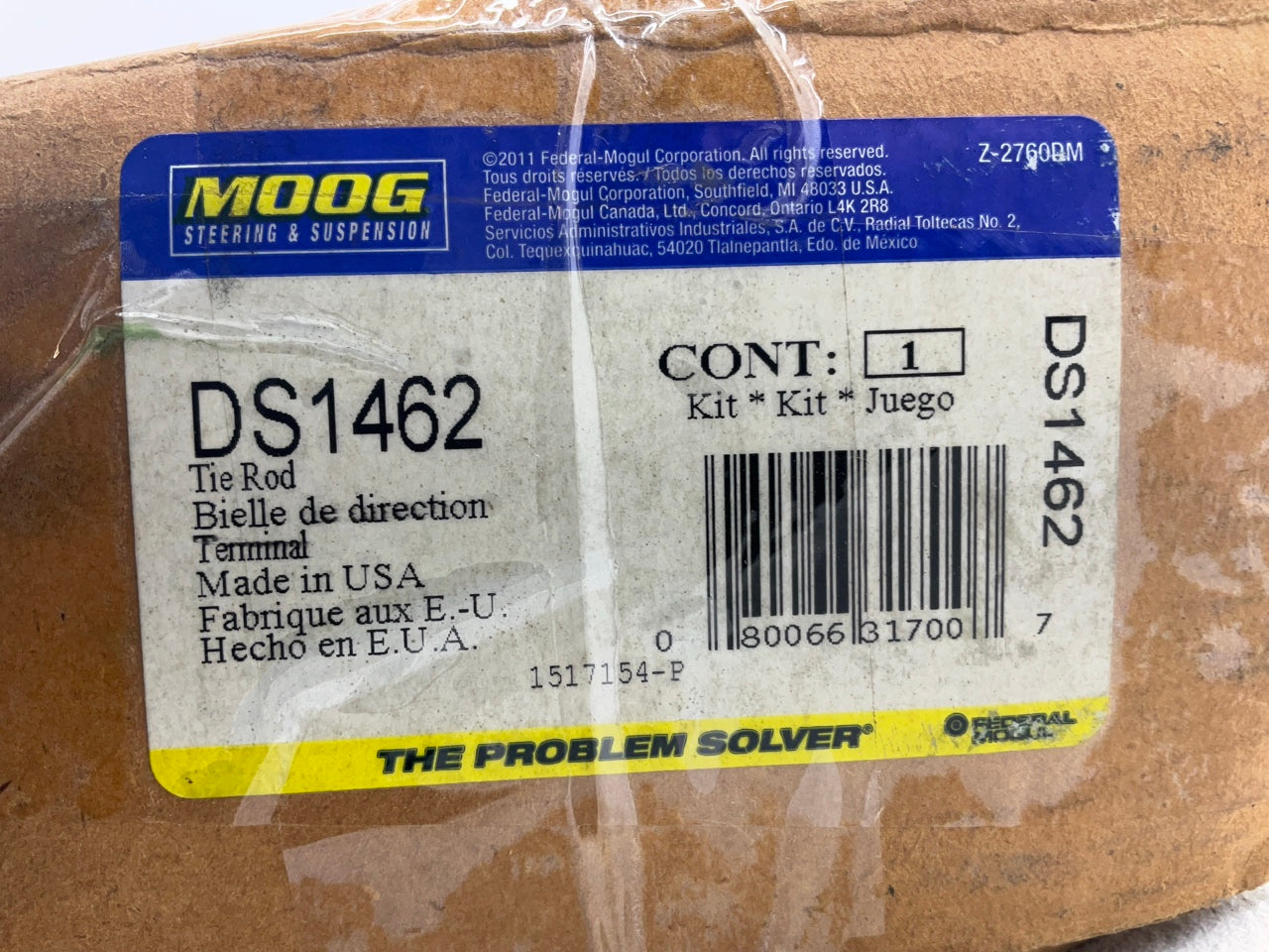 MISSING RUBBER BOOT Moog DS1462 Front Left Inner Steering Tie Rod End