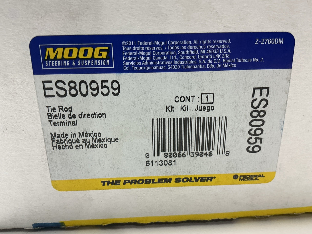 Moog ES80959 Front Right Outer Steering Tie Rod End