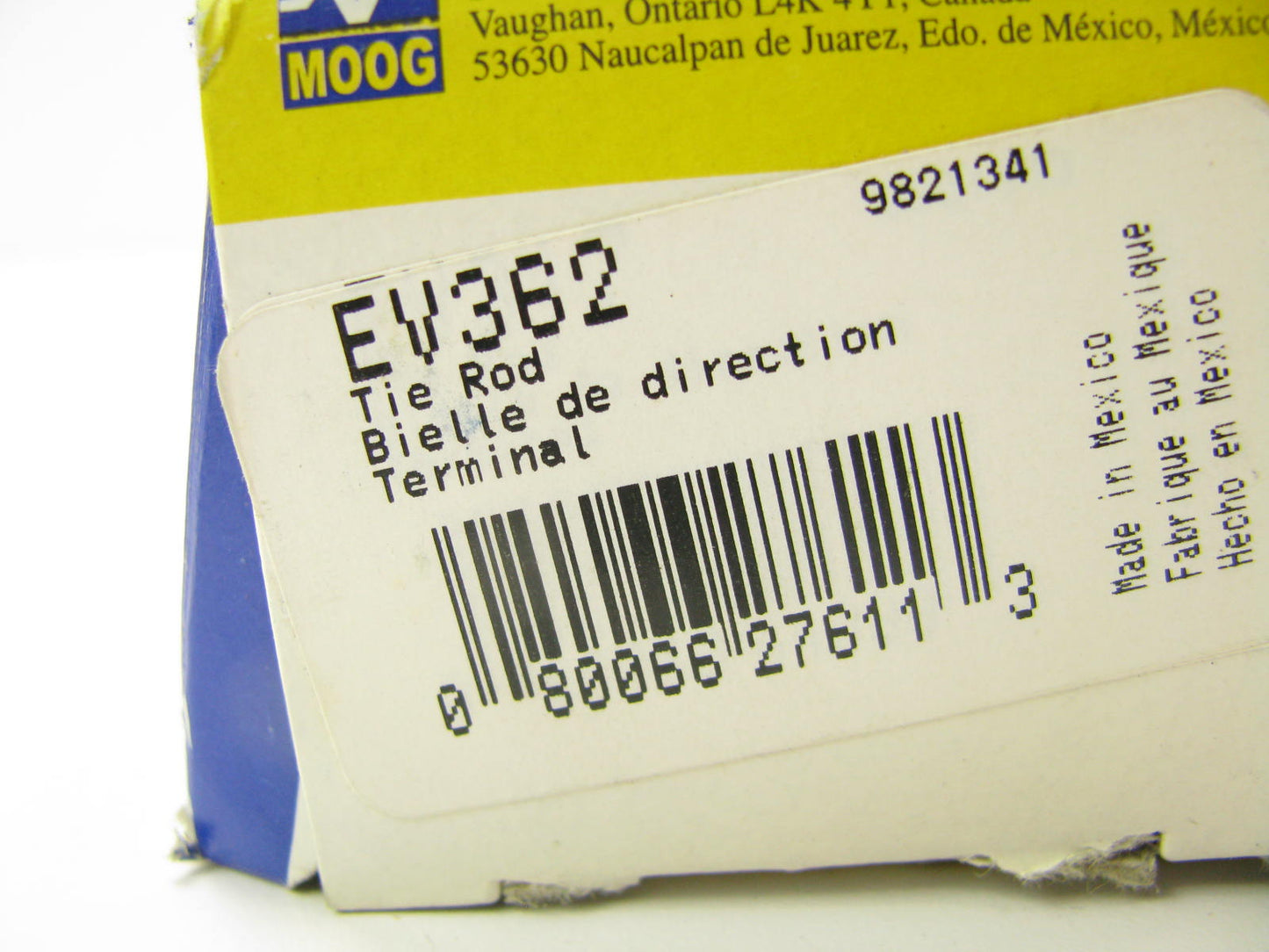 Moog EV362 Front Inner Steering Tie Rod End