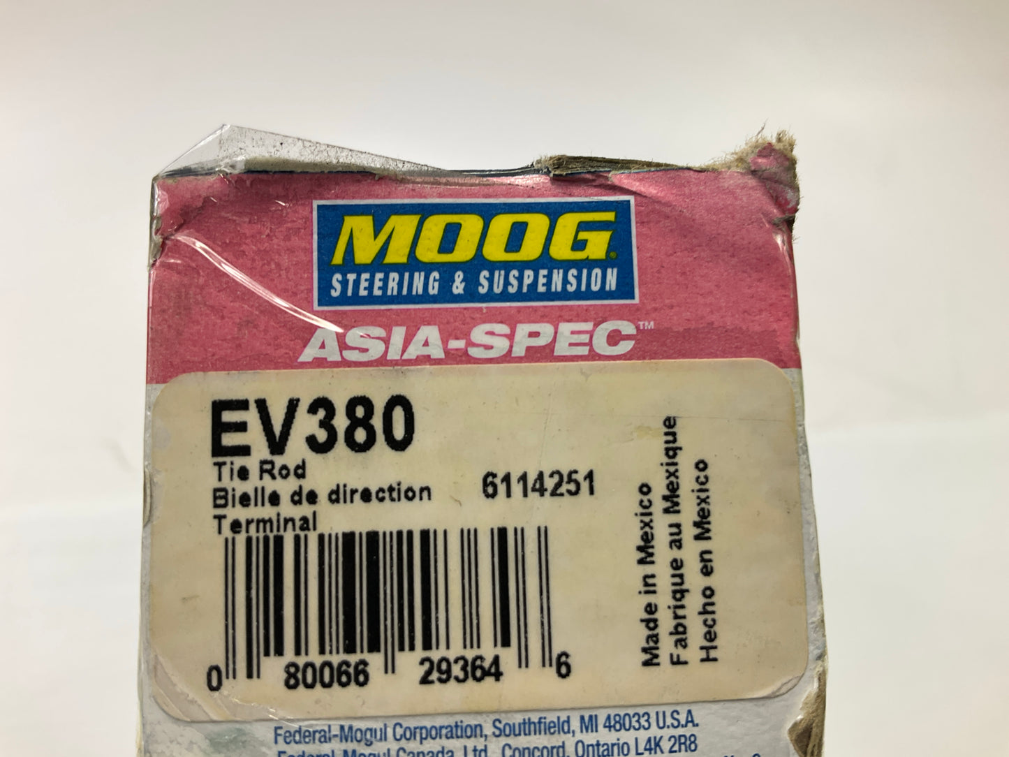 Moog EV380 Front Inner Steering Tie Rod End