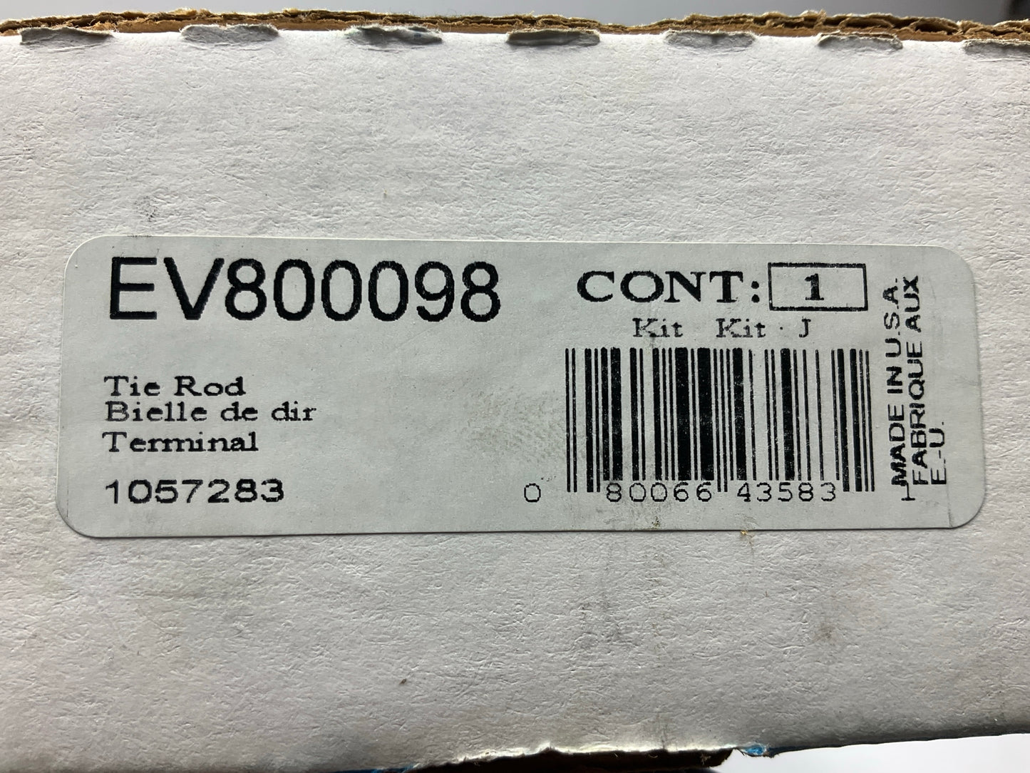 NO HARDWARE - Moog EV800098 Front Inner Steering Tie Rod End