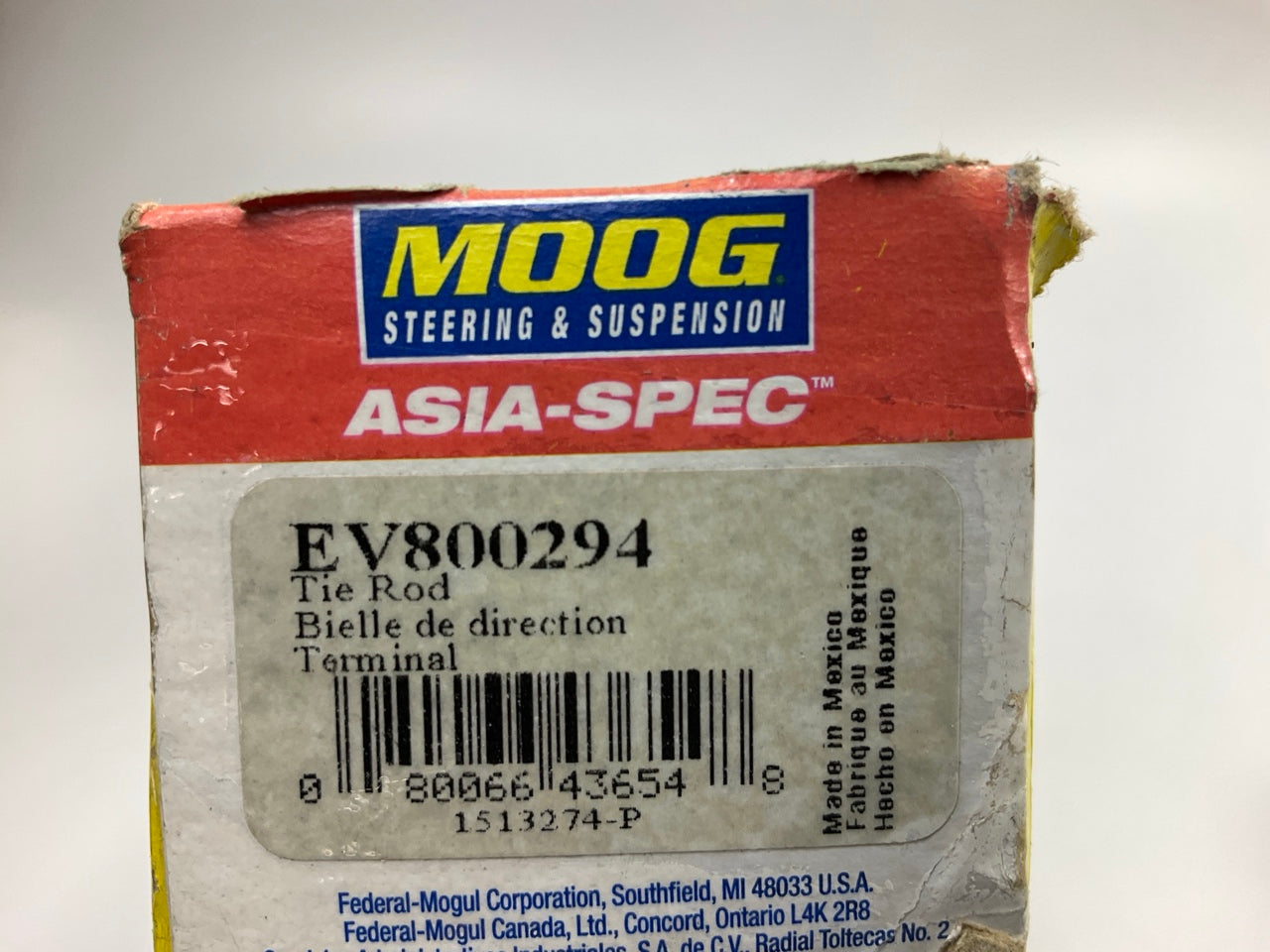 Moog EV800294 Front Inner Steering Tie Rod End
