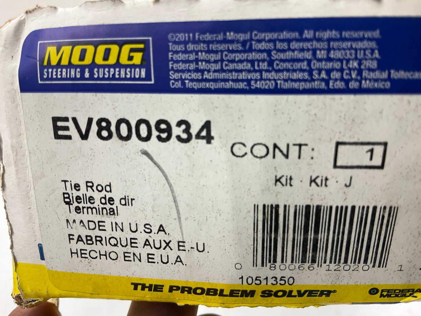 Moog EV800934 Front Inner Steering Tie Rod End