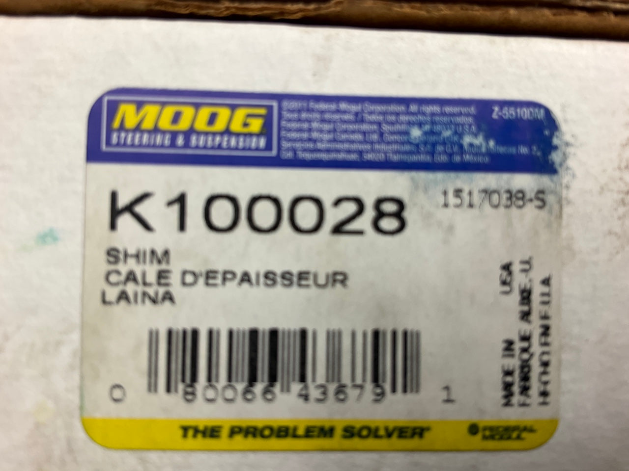 Moog K100028 Alignment Shim, 1/32'' Shim Thickness