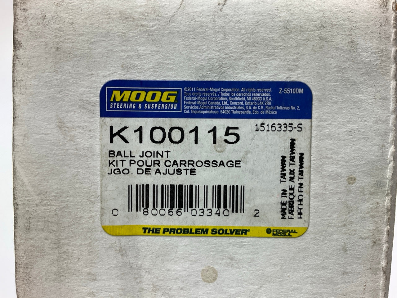 MISSING HARWADRE - Moog K100115 Suspension Ball Joint Front Upper