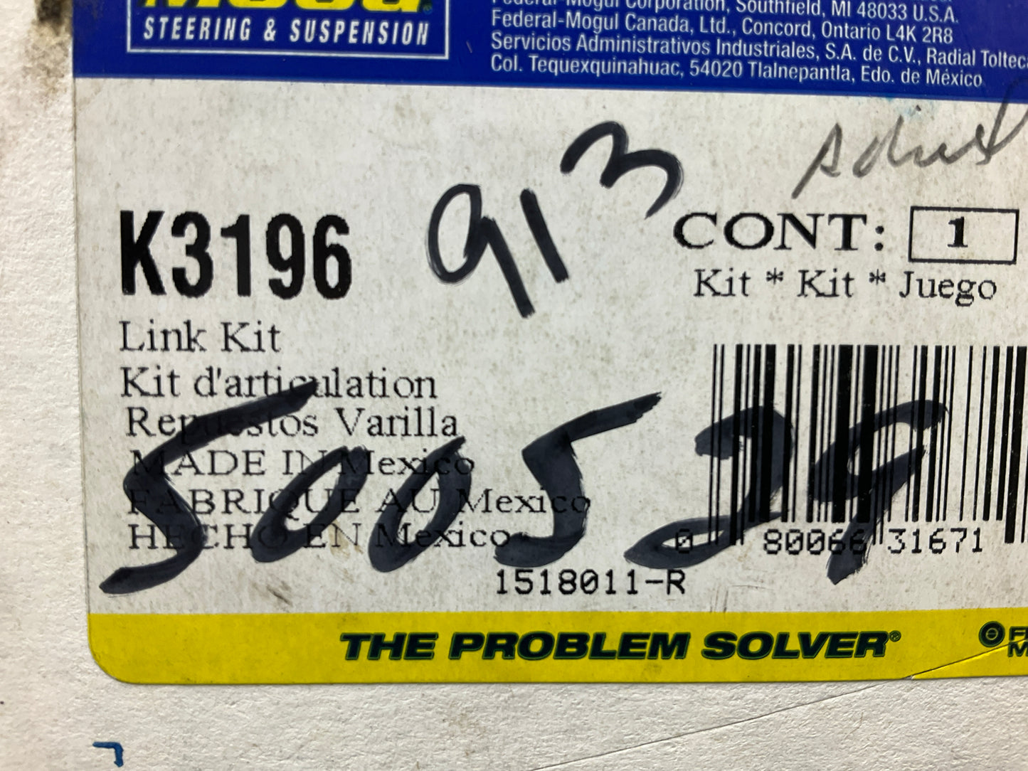 NO HARDWARE Moog K3196 Front Stabilizer Sway Bar Link Kit - 96-98 Grand Cherokee