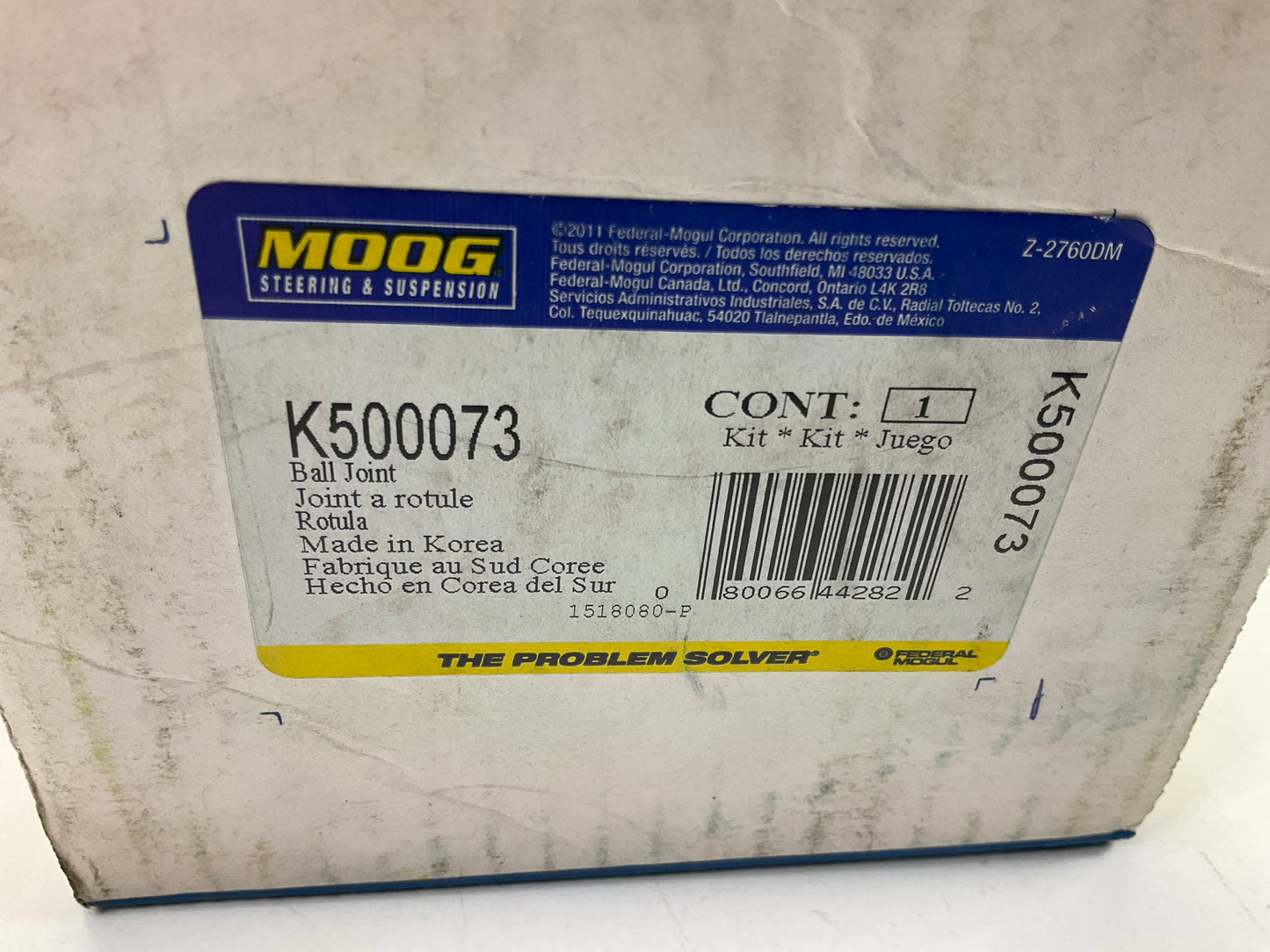 MISSING HARDWARE - Moog K500073 Front Lower Suspension Ball Joint