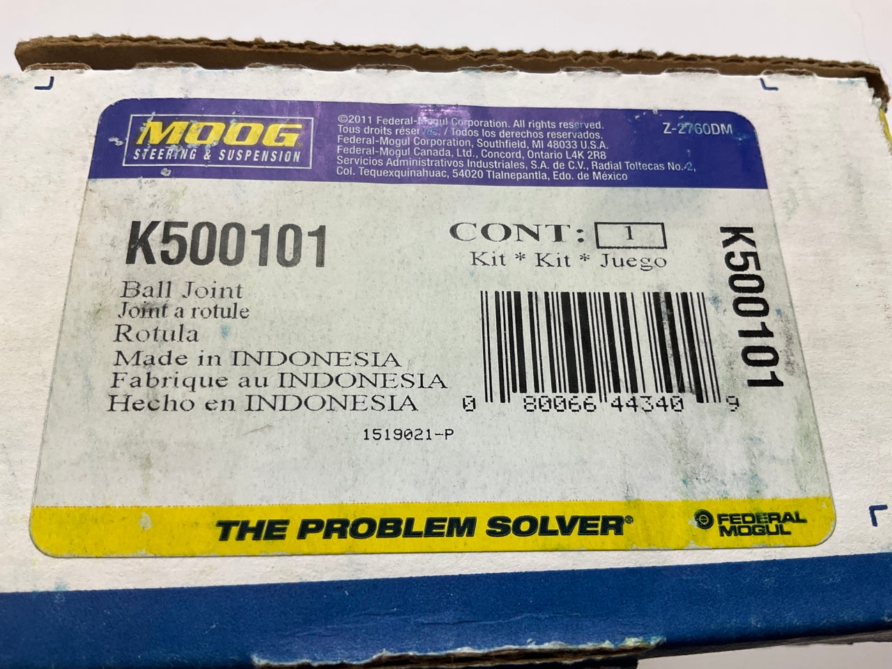 Moog K500101 Suspension Ball Joint - Front Right Lower