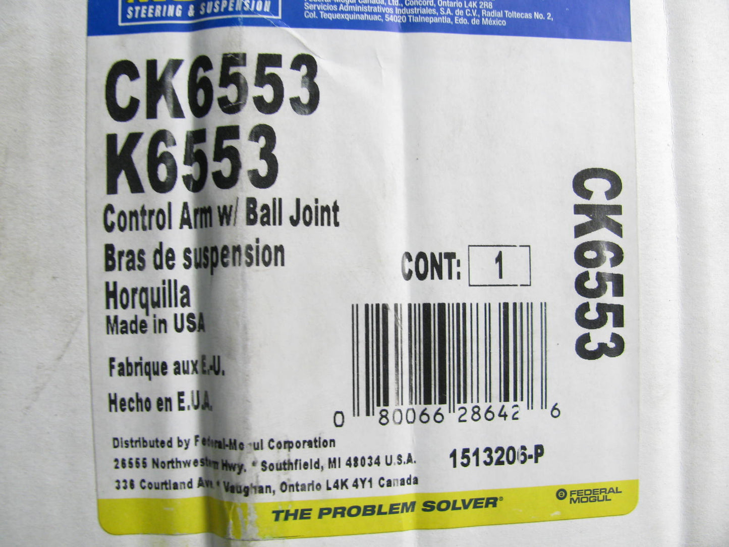 Moog K6553 Suspension Control Arm - Front Left Lower