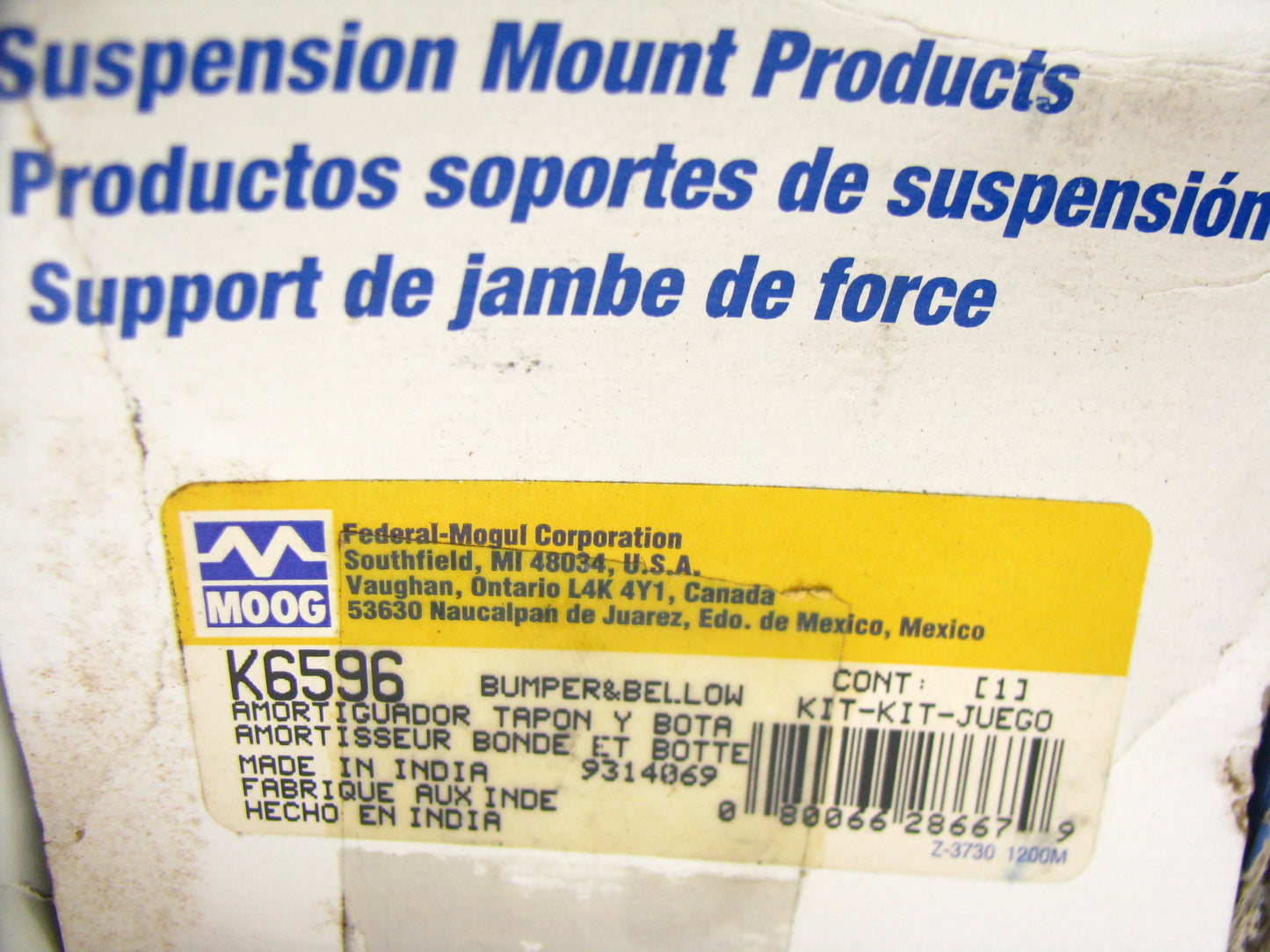 Moog K6596 Front Suspension Shock Strut Bellow Rubber Bumper & Rubber Boot