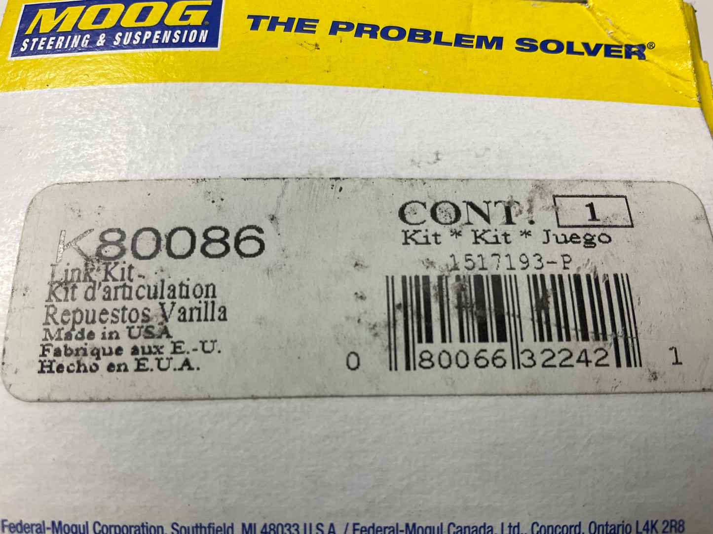 Moog K80086 Rear Suspension Stabilizer Sway Bar Link Kit
