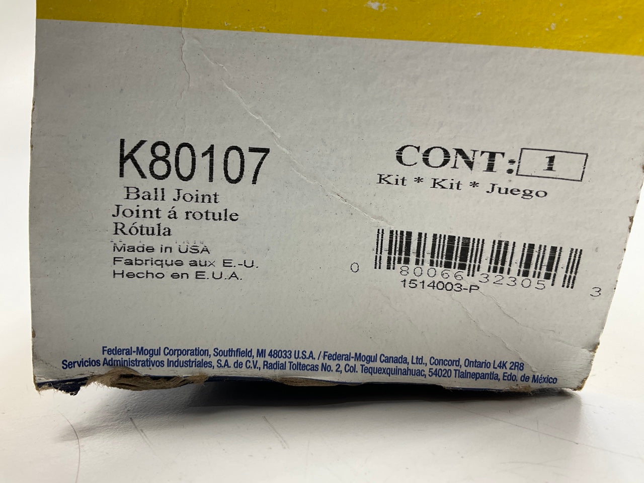 (2) MISSING HARDWARE Moog K80107 Front Lower Suspension Ball Joint