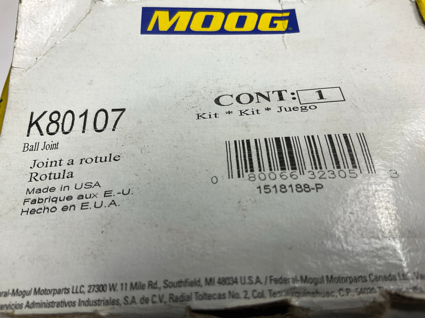Moog K80107 Front LOWER Suspension Ball Joint
