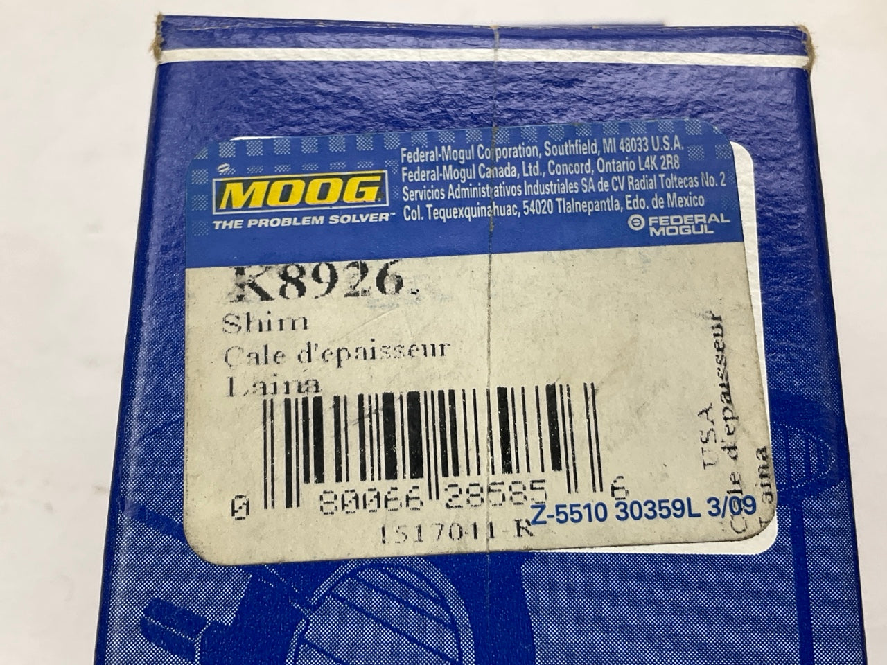 Moog K8926 Tandem Alignment Shims 1/16'' For 1990 & Up Freightliner Air Ride
