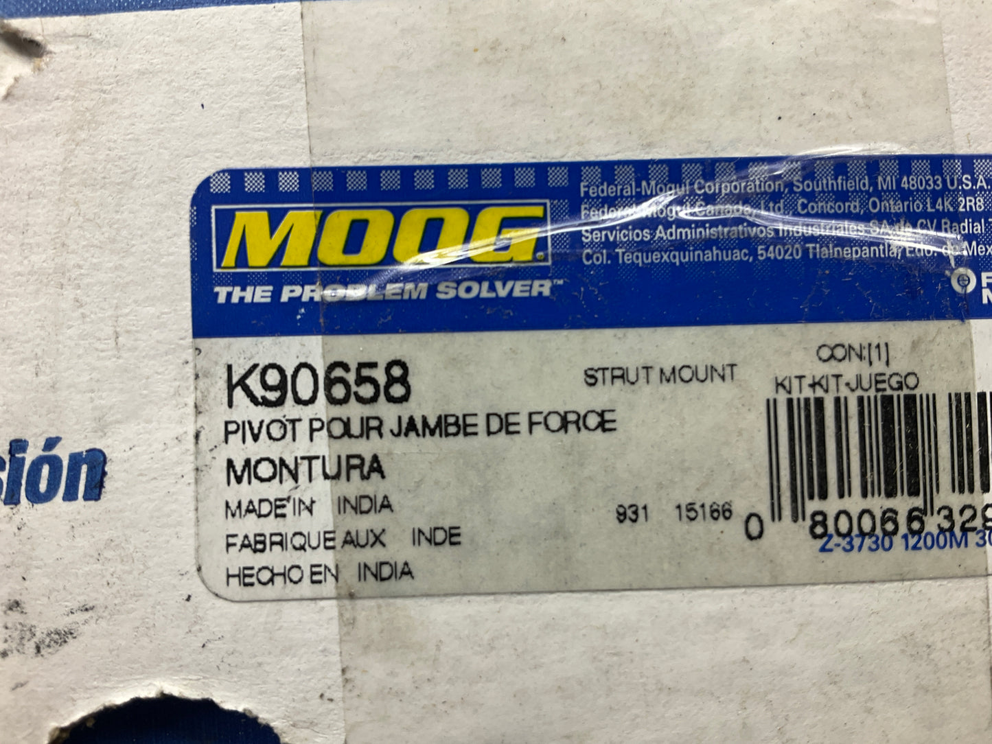 NO HARDWARE - Moog K90658 Front Strut Mount For 2004-2010 Toyota Sienna