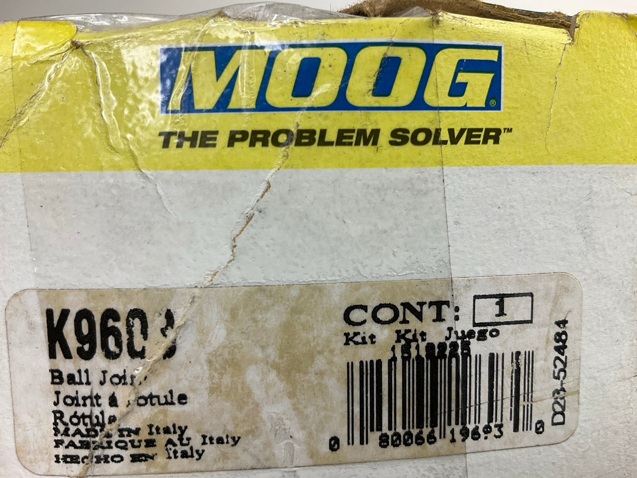 NO HARDWARE - Moog K9603 Suspension Ball Joint, Front Lower