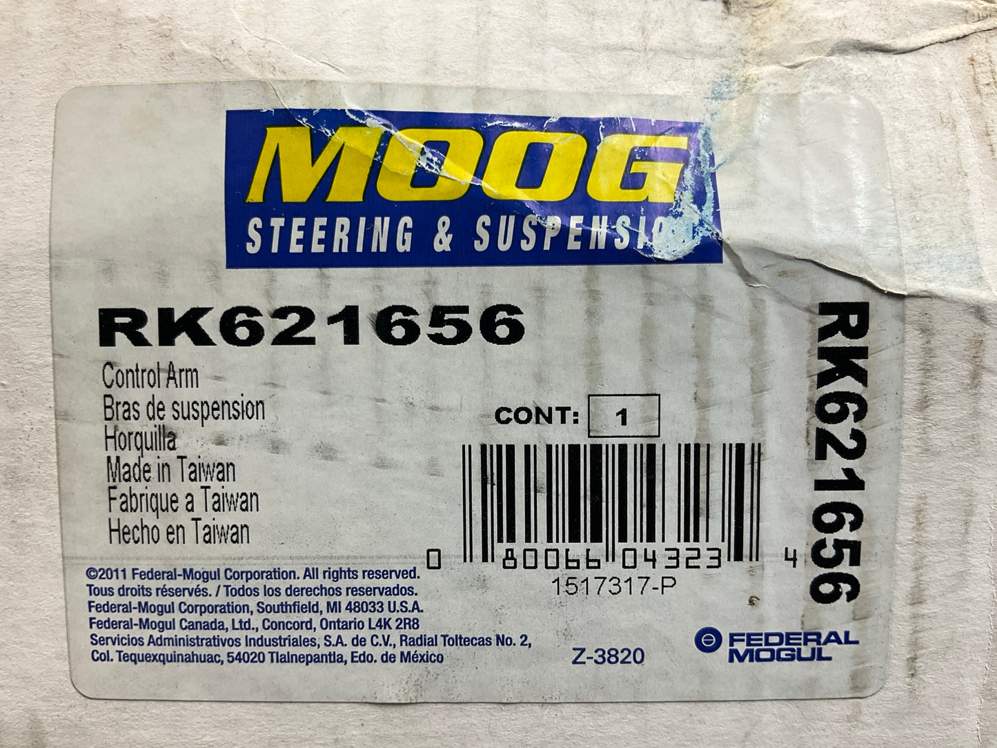 Moog RK621656 Suspension Control Arm And Ball Joint Assembly, Front Right Lower