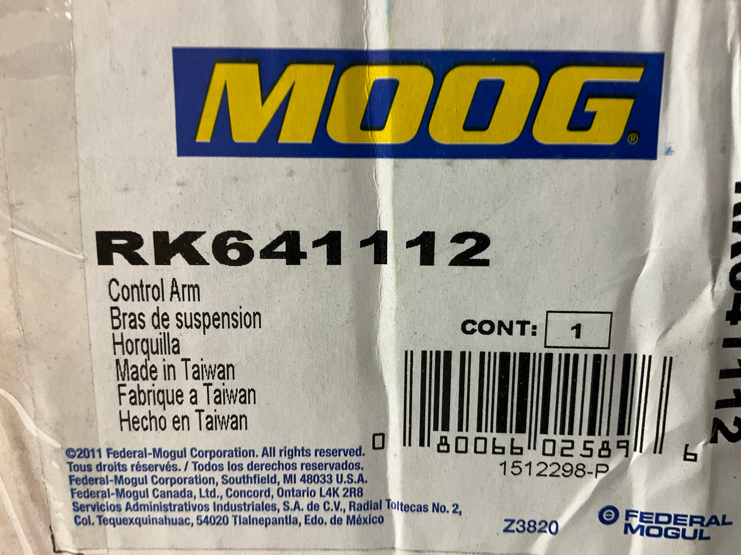 Moog RK641112 Suspension Control Arm, Front Left Lower