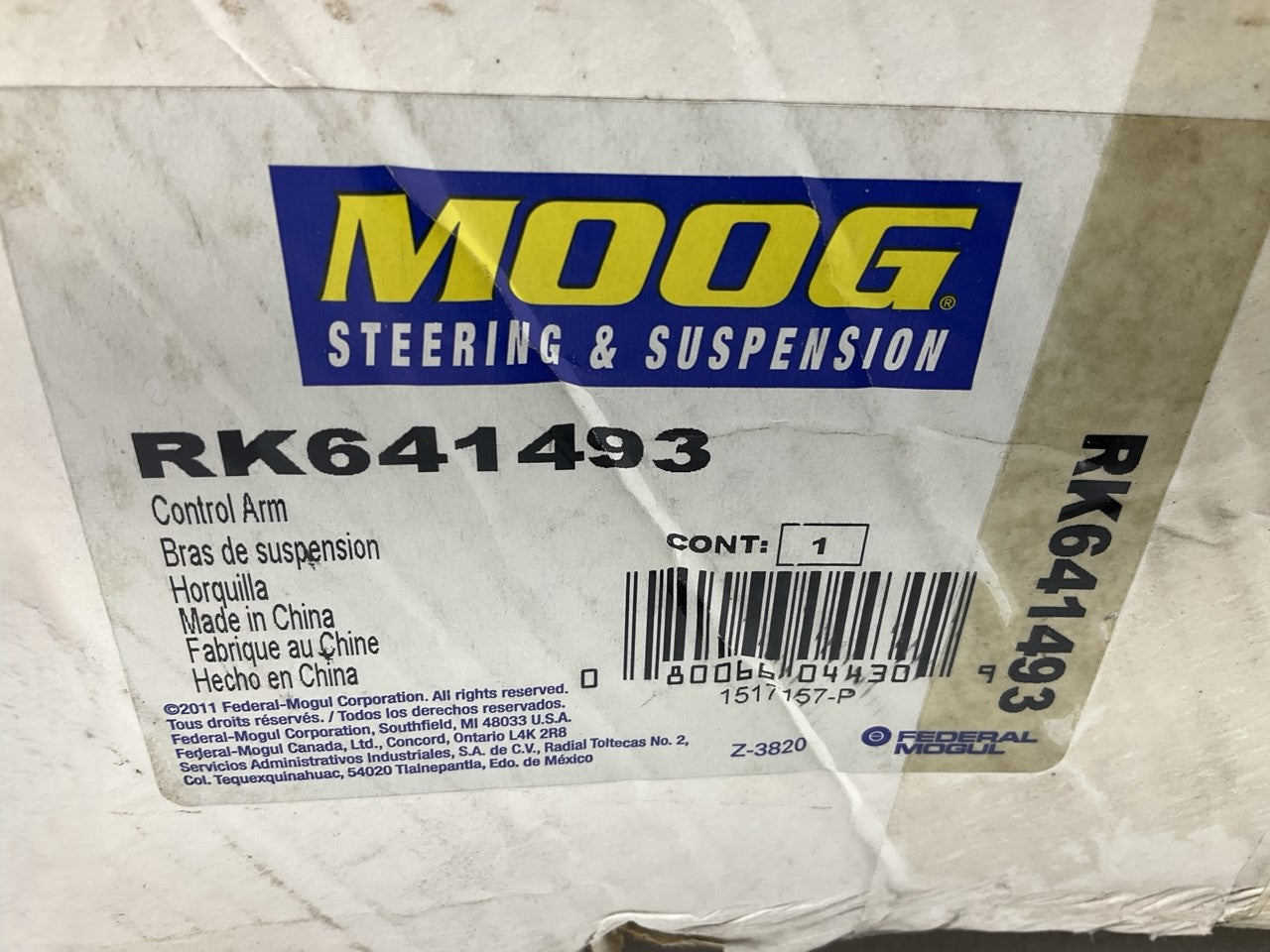 Moog RK641493 Suspension Control Arm And Ball Joint Assembly, Front Right Lower