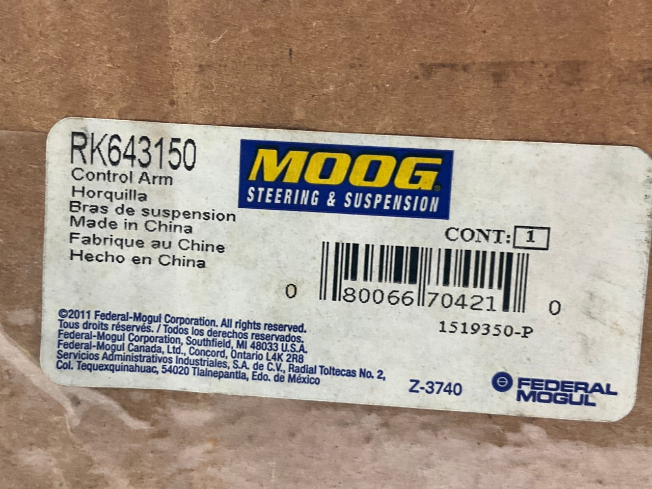 Moog RK643150 Rear Right Lower Control Arm For 2011-2014 Hyundai Sonata