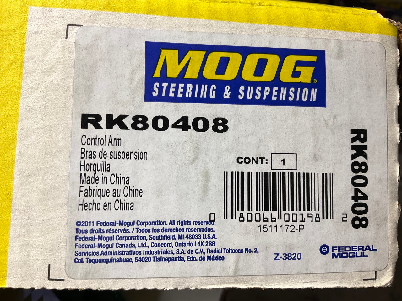 Moog RK80408 Front Left Lower Suspension Control Arm And Ball Joint Assembly