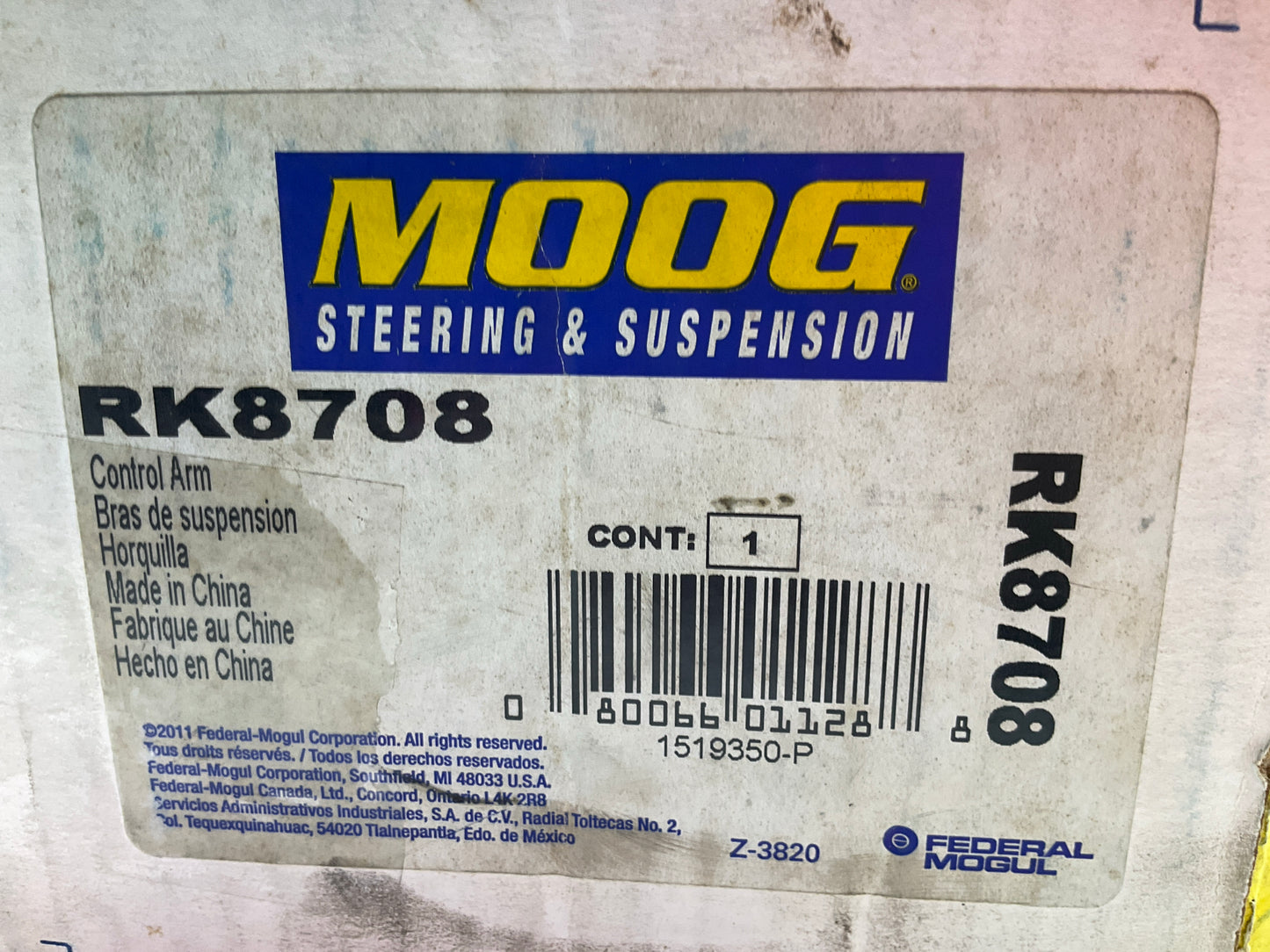 Moog RK8708 Front Left Upper Control Arm