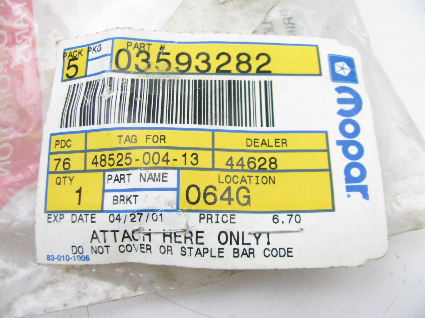 NEW GENUINE 3593282 Overhead Light Dome Bracket For 85 Dodge W250
