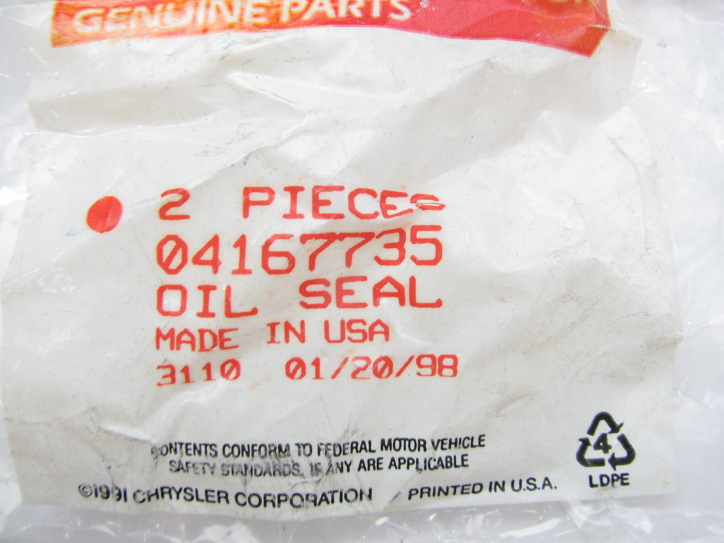 (2) NEW - OEM Mopar 4167735 Transfer Case Rear Extension Seal