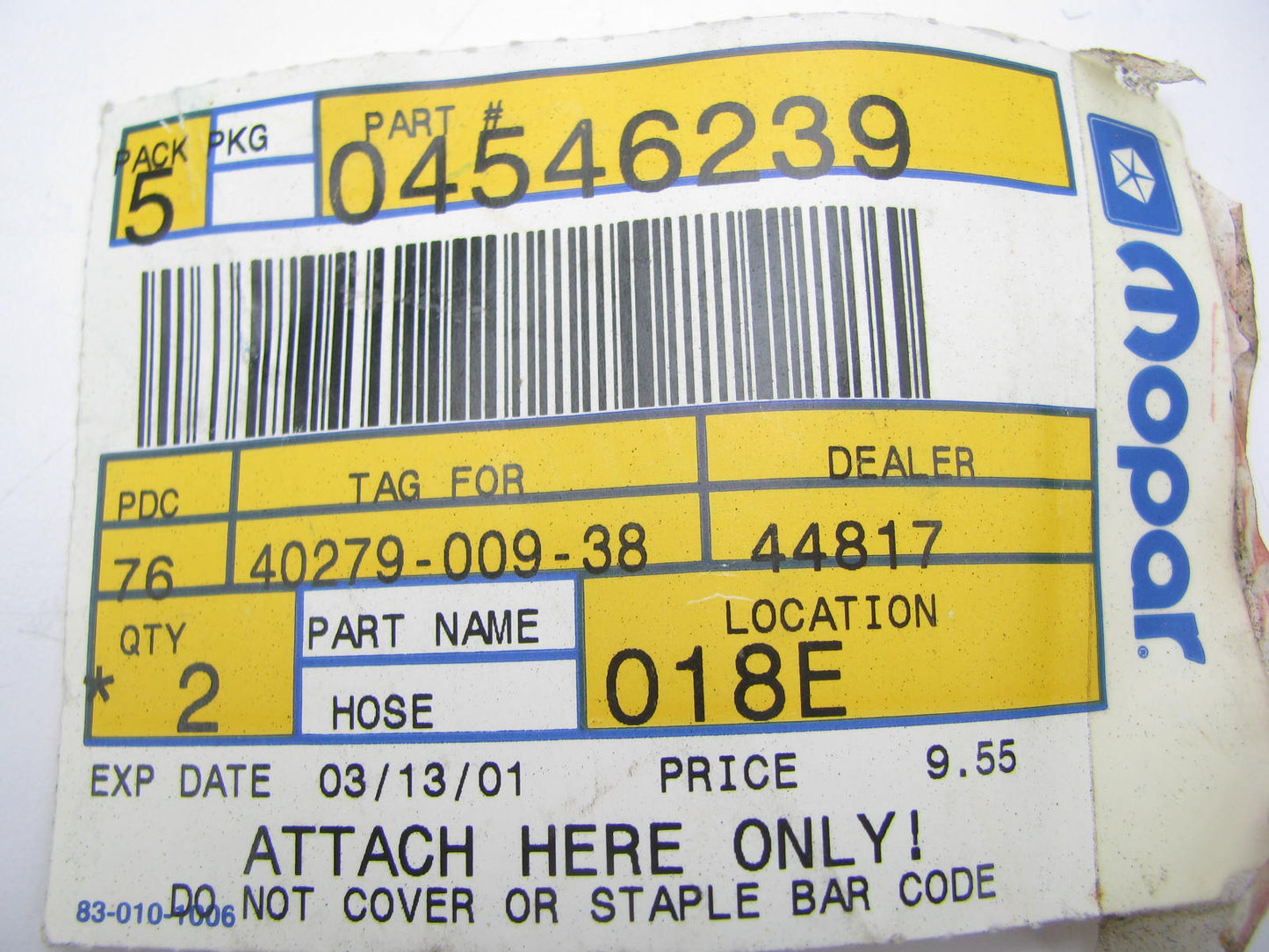 NOS OEM For Mopar Return & Pressure - Oil Cooler Lines 4546239