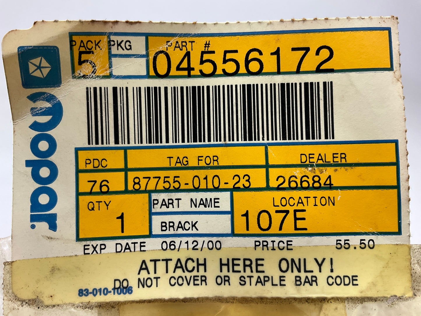 NOS OEM Mopar 4556172 Alternator Mount Bracket For Dodge 2.2L 2.5L 4-CYL.