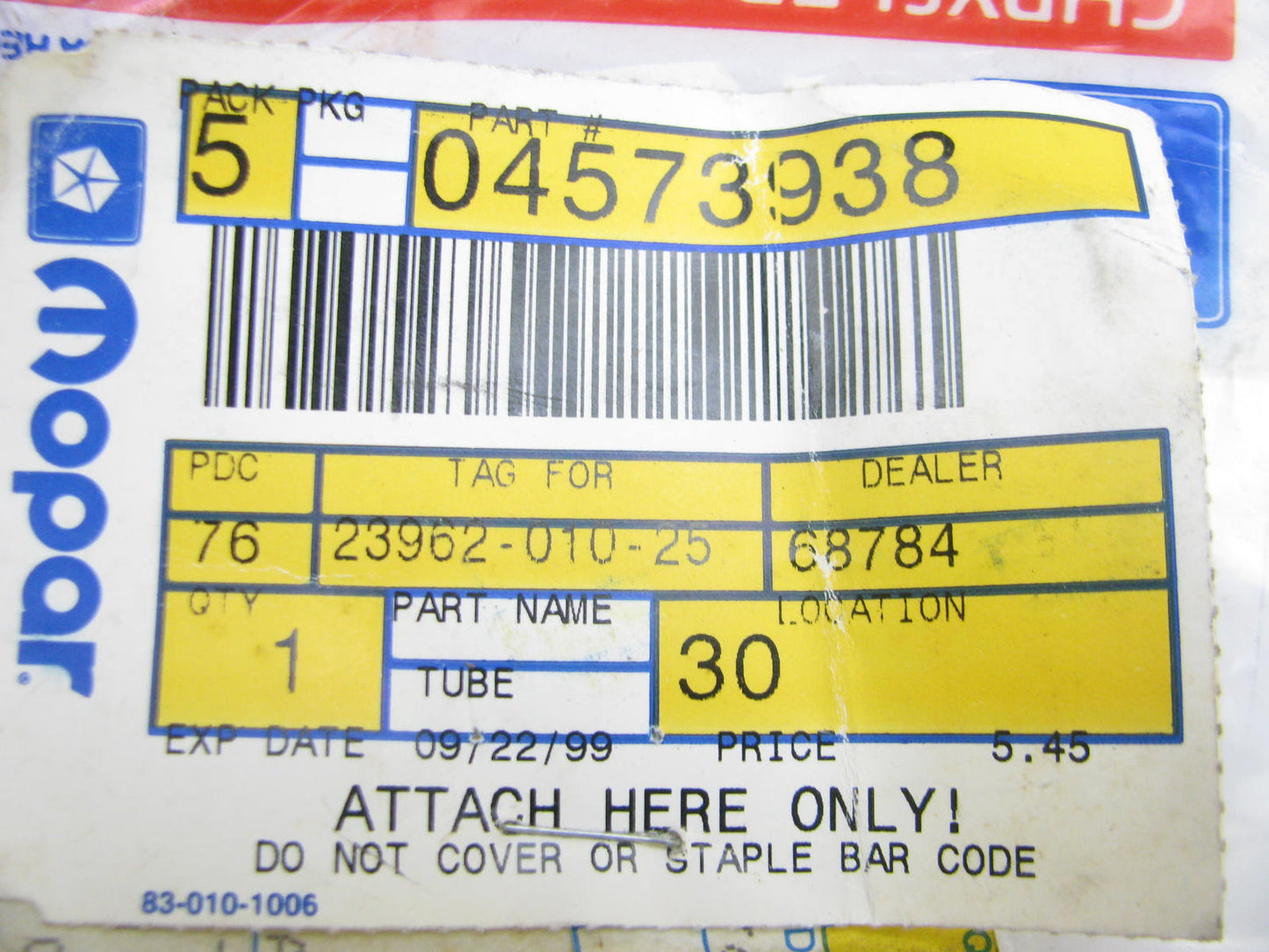 OEM Steel Spark Plug Tube 4573938 For 94-97 LHS Concorde Intrepid 3.5L V6