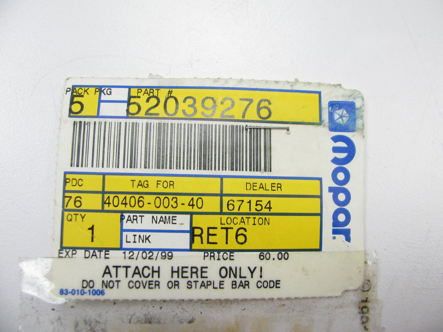 NEW GENUINE 52039276 Steering Center Link OEM For 1998-99 Dodge Durango