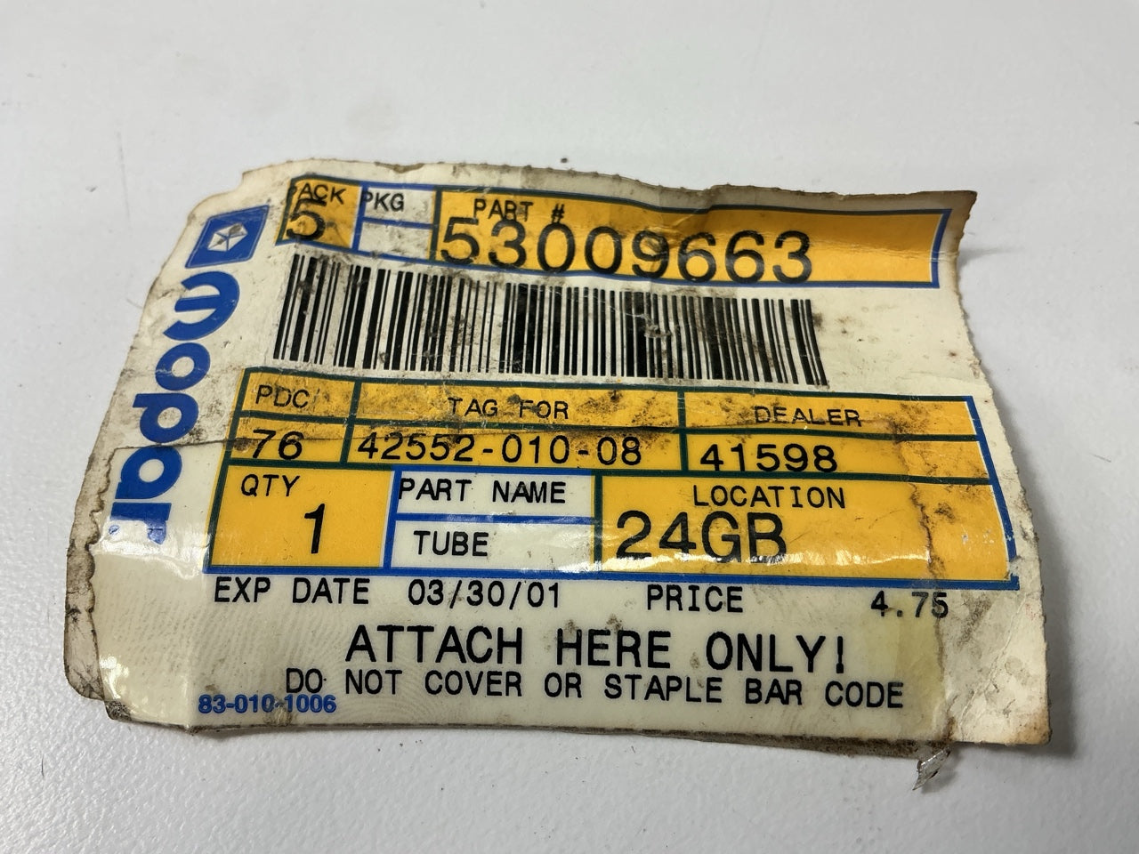 NOS OEM Mopar 53009663 Engine Oil Dipstrick Indicator Tube