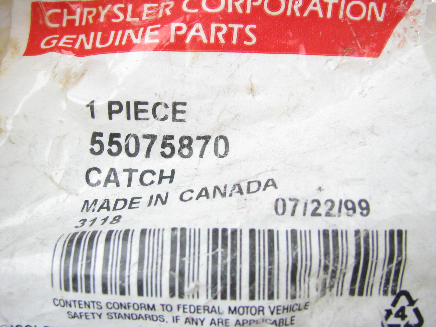 NOS OEM 55075870 Hood Safety Catch - For 1991-1997 Dodge B150 B250 B350 Van