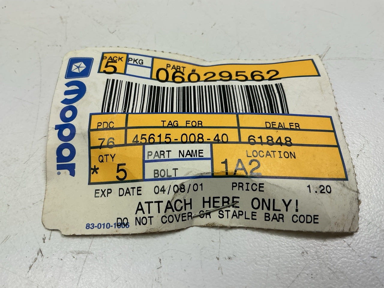 (5) NOS OEM Mopar 6029562 Differential Carrier Bolt
