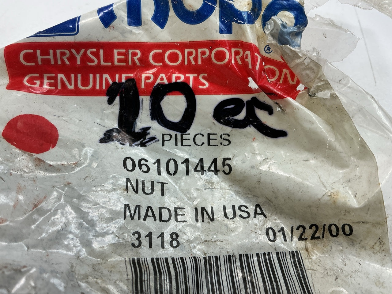 (10) OEM Mopar 6101445 Hex Nut And Washer M8x1.25