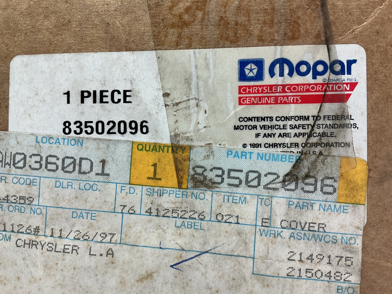 NOS OEM Mopar 83502096 Steering Column Lock Housing Trim Bezel For Tilt Wheel