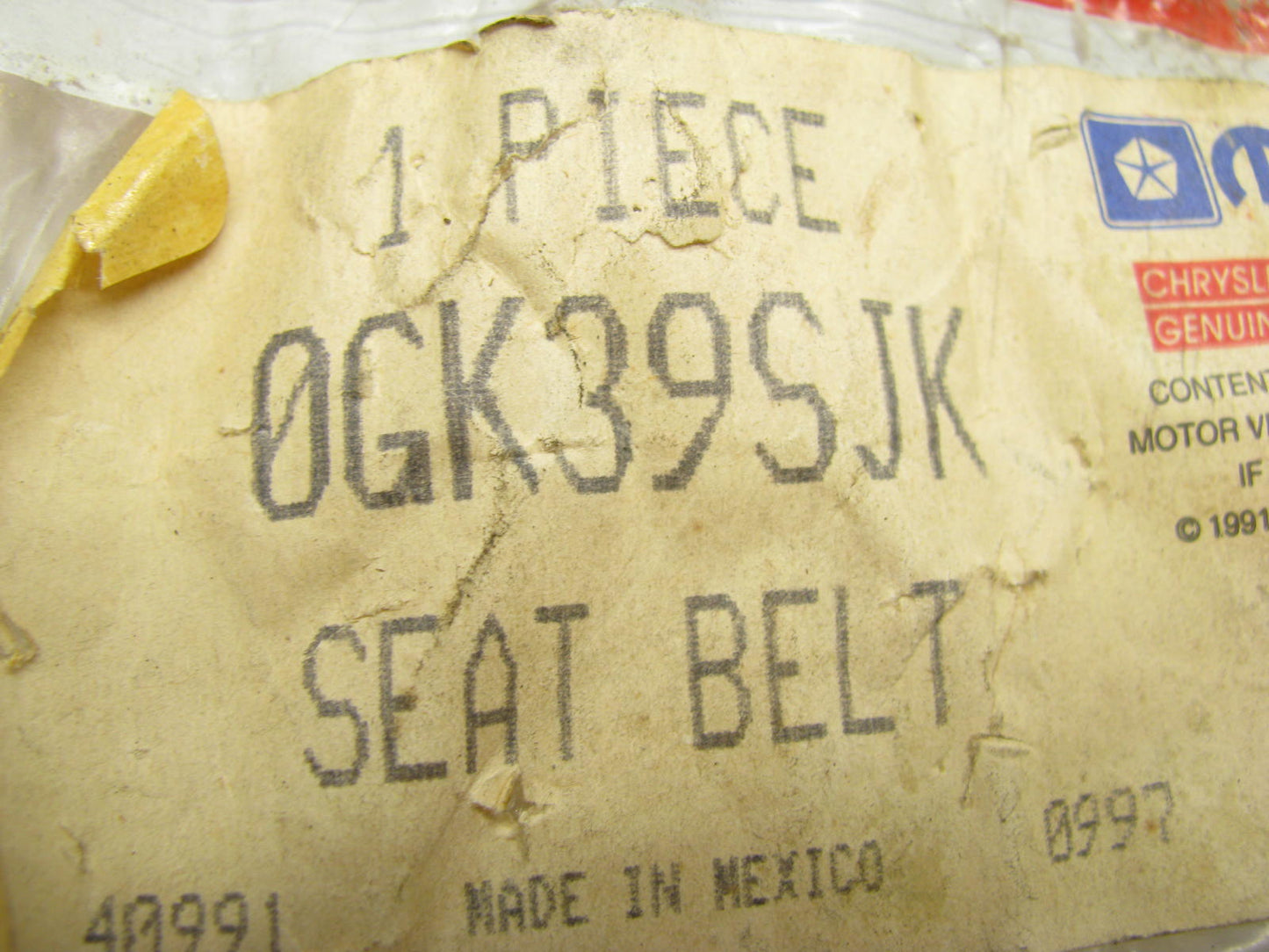 OEM Second Row Rear Left Seat Belt Retractor GK39SJK For 96-99 Chrysler Mini-van