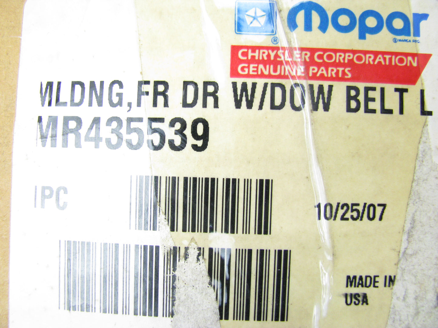 NEW - OEM MR435539 Left Door Reveal Molding For 2001-2005 Chrysler Sebring