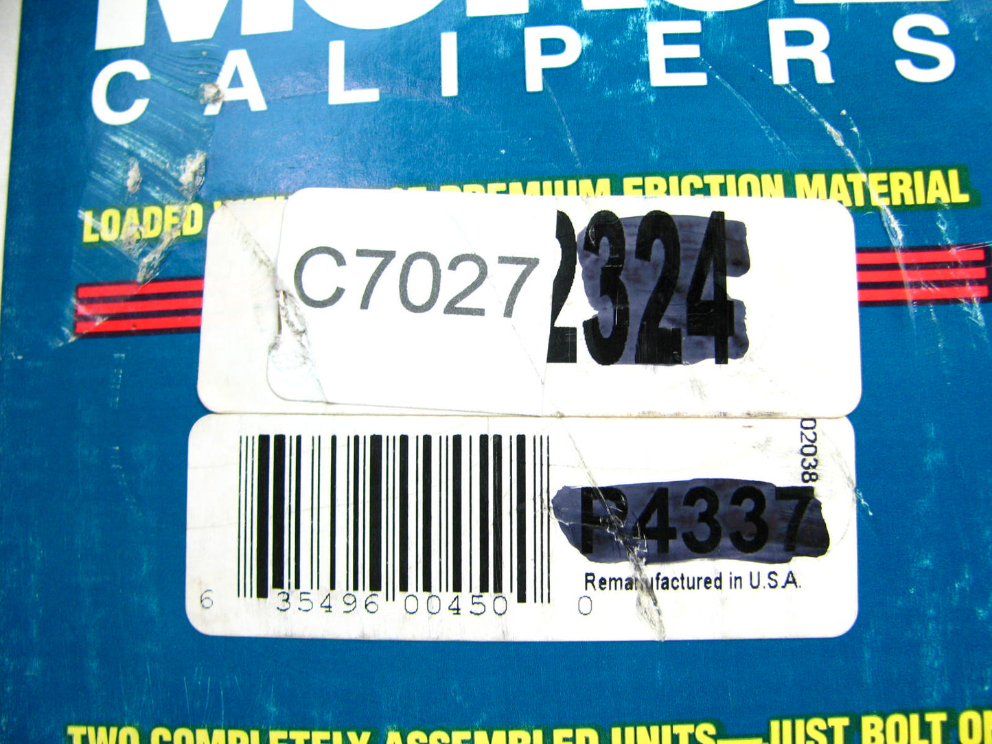 Reman. Morse P4337 Disc Brake Caliper Set With Pads
