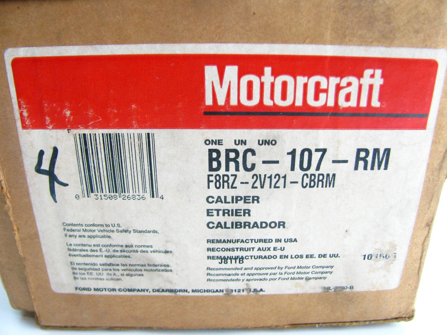 Reman. OEM Motorcraft BRC107RM Front Left Disc Brake Caliper - 1996-2000 Contour