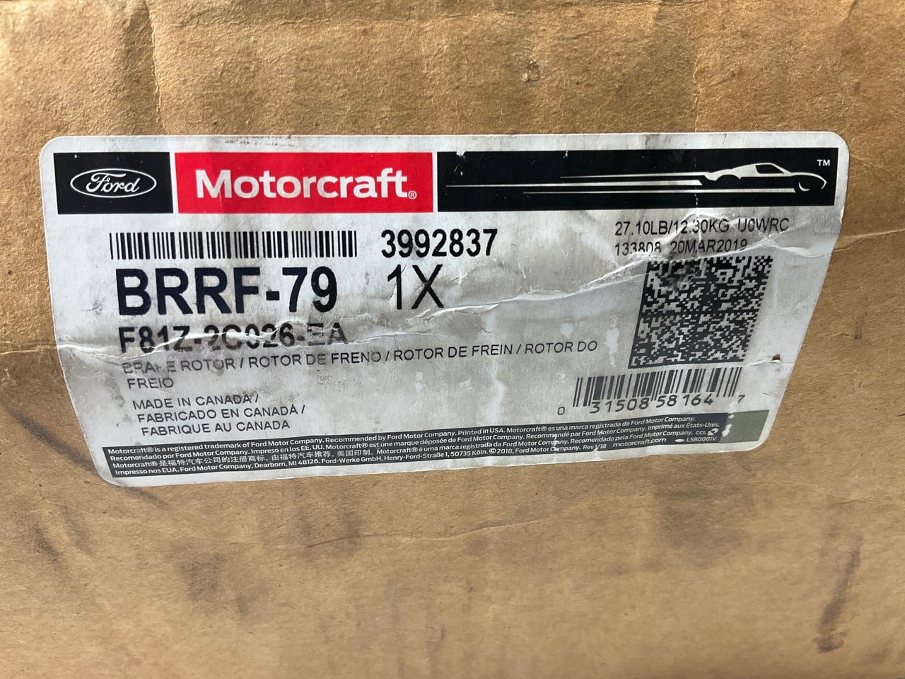 Motorcraft BRRF79 Rear Brake Rotor For 1999-2004 Ford F-250 F-350 Super Duty