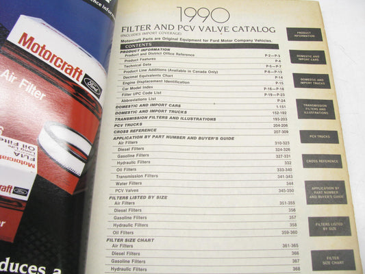 Motorcraft FI200W Filter And PCV Valve Catalog - May 1990, 385 Pages