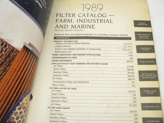 Motorcraft FI210-U Filter Catalog - Farm, Industrial & Marine, APR 1989, 345 PGS