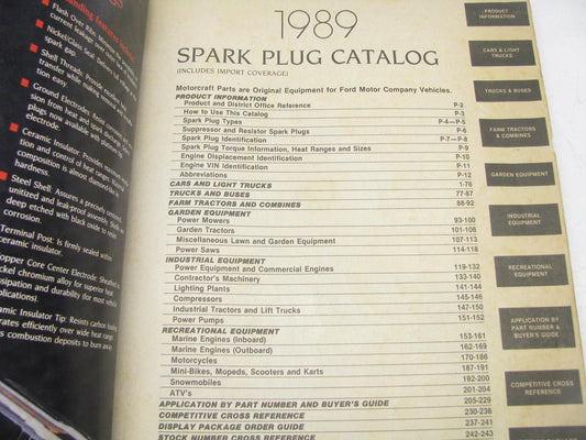 Motorcraft M200B Ignition Spark Plugs Catalog - March 1989 Weatherly 500 248 PGS