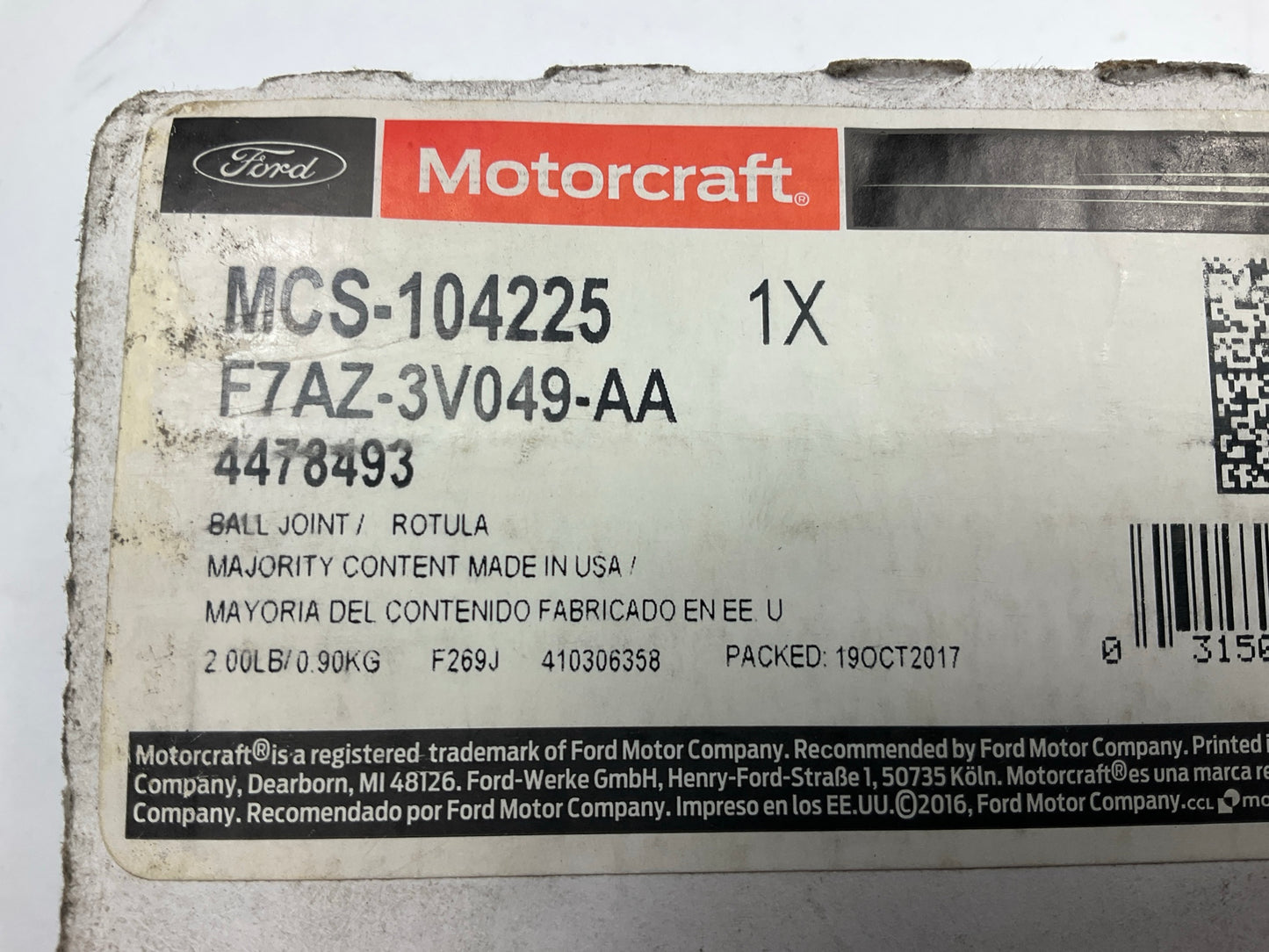 Motorcraft MCS-104225 Front Upper Suspension Ball Joint