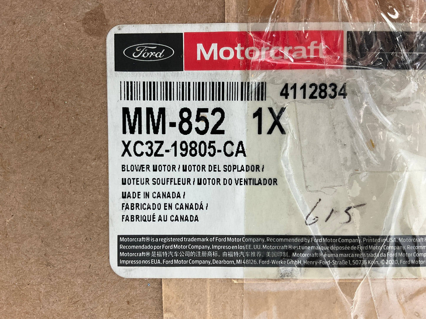 Motorcraft MM-852 HVAC Blower Motor For 1999-2007 Ford F-250 F-350 F-450 F-550
